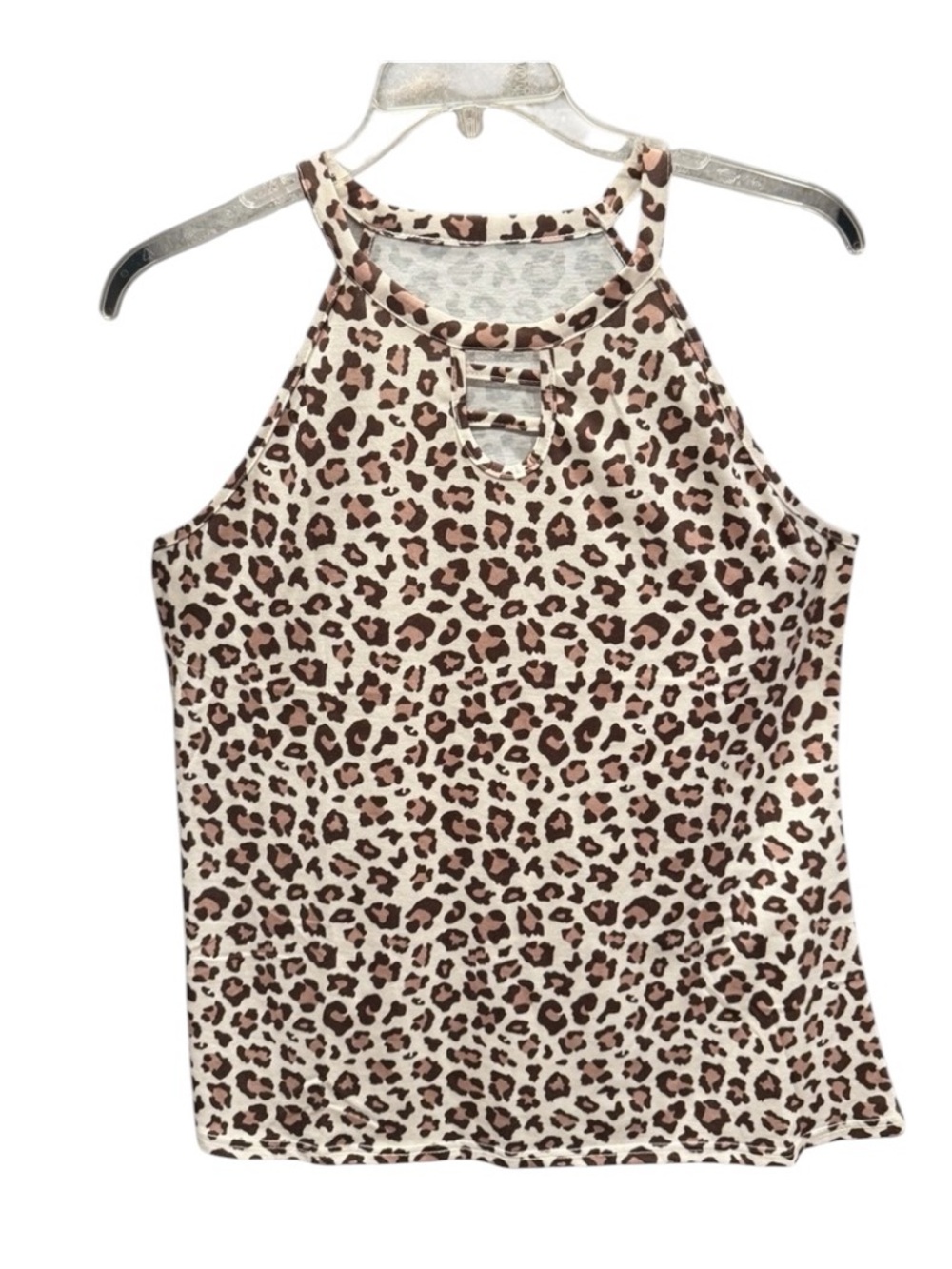NWOT Lightweight Animal Print Halter Keyhole Tee PTP 21 - Picture 2 of 11